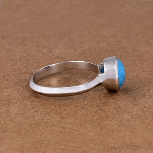 Solid 925 Sterling Silver <b>Ring</b> with 8mm round Shape Faceted <b>Turquoise</b> Gemstone Handmade Jewelry for Wedding or Party - Product Image 3