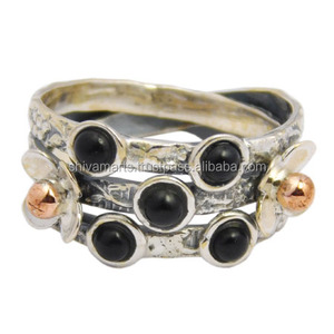 Hot Sale 925 Sterling Silver Two Tone <b>Black</b> Onyx Gemstone <b>Rings</b> <b>for</b> <b>Men</b> and Women Eternity Vermeil <b>Rings</b> Fine Jewelry - Product Image 2