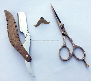 Set Gunting dan Pisau Cukur Barber Stainless Steel, Gunting Pemotong Rambut Profesional Kualitas Tinggi <span class=keywords><strong>5.5</strong></span> Inci - Product Image 1