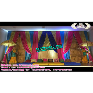 Punjabi MIDI mehandi Sangeet การตั้งค่าเวทีสไตล์ punjabi สไตล์ mehandi เวทีพร้อมรูปปั้นมีสไตล์การตกแต่งเวทีแบบทันสมัยในสหราชอาณาจักรสหรัฐอเมริกา - Product Image 1