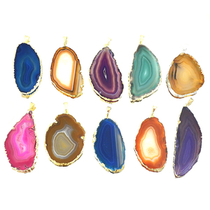 Posavasos de ágata con borde dorado, mezcla - Product Image 1