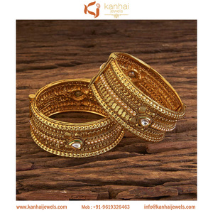 Traditional <b>Bangles</b> With Gold Plating 17295 White - Product Image 2