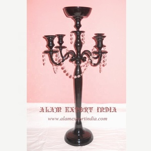 Latest Modern 5-Arm <b>Black</b> Powder Coated Aluminium <b>Candelabra</b> Customized Size Design Party Wedding Decoration Wholesale Available - Product Image 6