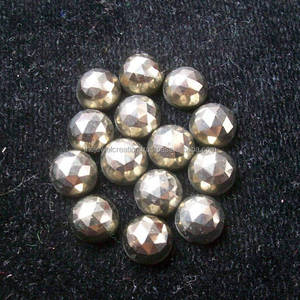 4mm naturel doré Pyrite Rose coupe ronde calibrée dos plat Cabochon pierre précieuse en vrac prix d'usine en gros pour la fabrication de bijoux - Product Image 1