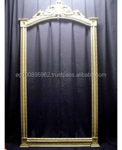 Miroir mural à cadre en bois sculpté détachable W42 fait à la main - Product Image 1