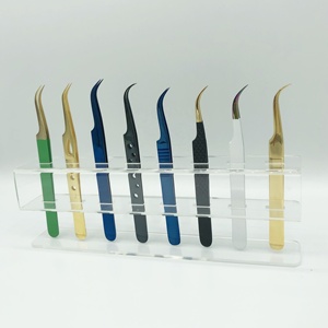 Pince à épiler professionnelle en acier inoxydable durable pour extensions de cils, plaquée or, personnalisable, semi-courbée, pointe isolante - Product Image 4