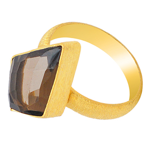 925 Sterling Silver <b>Ring</b> Marquise Smoky Quartz Gemstone Classic Bezel Setting Gold Plated Wedding Engagement Gift Fashionable - Product Image 4