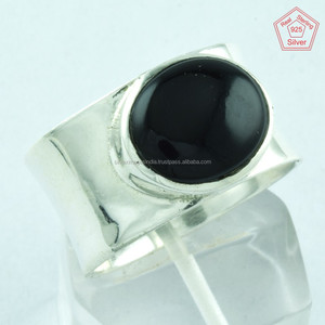 Look intelligent pierre d'onyx noir bague en argent sterling 925 avec pierres précieuses bijoux de mariage et de fiançailles réglage de lunette unisexe - Product Image 2