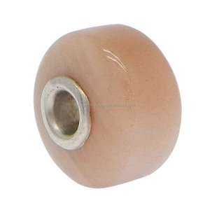 Cuentas Sueltas de Piedra Lunar Melocotón, 14x8x3.5mm, Orificio Grande, Redondas, 15.90 Quilates, con Núcleo de Plata, Color Rosa Natural, Lisas, Gemas Ishu IG8949 - Product Image 3