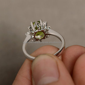 <b>Peridot</b> Quartz And CZ Gemstone <b>Ring</b> Sterling Silver Handmade Jewellery - Product Image 2