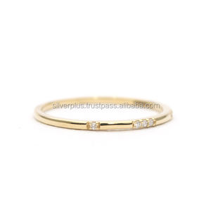 New Collection Solid 14K Yellow Gold Genuine SI Clarity G-H Color Diamond Stacking <b>Ring</b> Wholesale Manufacturer - Product Image 2