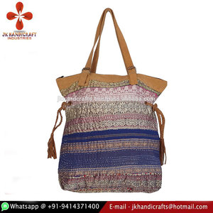 Indio hecho a mano brocado Kantha edredón bolsa Vintage raya Kantha bolsa - Product Image 2