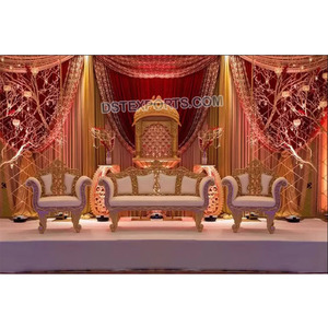 Conjunto de sofás tallados de madera para boda, muebles dorados de tallado dorado para boda - Product Image 1
