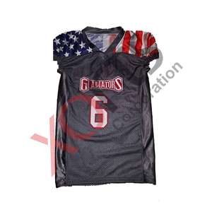 Bandera de estrellas de EE. UU. personalizada al por mayor, diseño sublimado, camiseta de fútbol americano, malla pesada de LICRA elástica de cuatro vías, 100% poliéster - Product Image 1