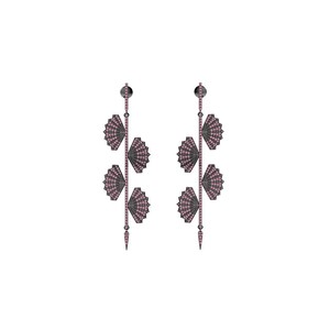 Pendientes de plata con gema de Rubí, barra - Product Image 1