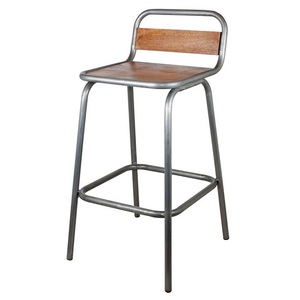 Tabouret de bar industriel de luxe en cuir et fer - Product Image 4