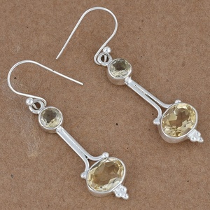 Oval Faceted <b>Citrine</b> Gemstone 925 Sterling Silver Ear Wire Dangle <b>Earrings</b> Jewelry Fashionable <b>Earring</b> For Wedding Gift Party. - Product Image 3