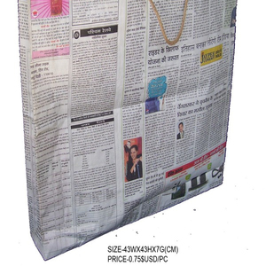 100% Recycled Newspaper <b>Medium</b> <b>Size</b> Shopping Tote <b>Bag</b> Rope Handle Geometric Pattern Custom Printed Customized Logo Style Western - Product Image 1