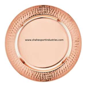 Placa de cargador redonda martillada de Metal dorado rosa occidental minimalista para decoraciones de vajilla de boda Platos y platos - Product Image 1