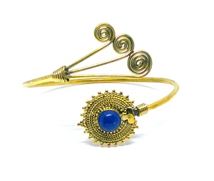 2022 nouvelle mode or couleur laiton manchette Bracelet pour femmes couleur or bijoux avec Lapis Lazuli pierre - Product Image 3