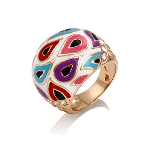 Anillo de oro de 18 quilates para mujer, joyería multicolor, joya fina, 14377