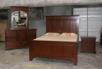 Ensemble de Chambre à Coucher en Bois d'Acajou Massif, Couleur Noyer, Style Antique Moderne pour Maison, Hôtel, Villa, Appartement