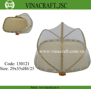 Square Bamboo <b>Fruit</b> Basket with Decorative Pattern and Cross-Style Back <b>Net</b> Cover Elegant Bamboo Crafts Product - Product Image 3