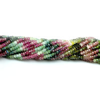 Coszcalt Exports Perles Rondelles Facettées en Pierre de Tourmaline Petro Multicolores Certifiées par un tiers Fabriquées en Inde pour Bracelets et Bijoux