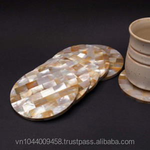 <b>GOLD</b> Color Mother of PEARL <b>COASTER</b> - Product Image 1