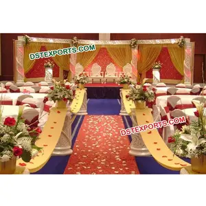 Wedding Crystal Decor Stage Set Hot Sale Wedding Fiber Crystal Stage Royal Hindu Event Wedding stage