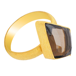 925 Sterling Silver <b>Ring</b> Marquise Smoky Quartz Gemstone Classic Bezel Setting Gold Plated Wedding Engagement Gift Fashionable - Product Image 3