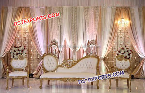 งานแต่งงานที่สวยงามโกลเด้นรักที่นั่งเก้าอี้ยาวแต่งงานสองที่นั่งโซฟาเฟอร์นิเจอร์ผลิตและส่งออก - Product Image 4