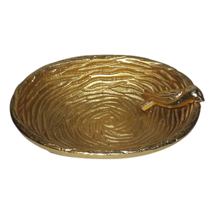 Bol décoratif plaqué or pour fruits secs, design gravé, bol à fruits rond de style royal, dessus de table, bols à bonbons décoratifs - Product Image 1