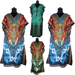Kaftan largo de algodón/Vestido Abaya bloque de mano vestido estampado asequible africano tradicional Dashiki Kaftan ropa de mujer fabulosa - Product Image 1