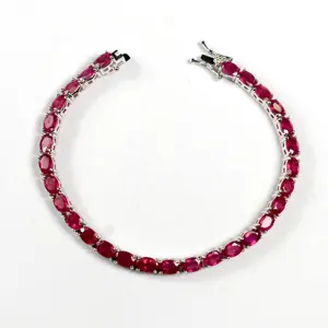 2019 Hot Design handmade 925 sterling silver wholesale jewelry natural ruby gemstone tennis bracelet for women supplier