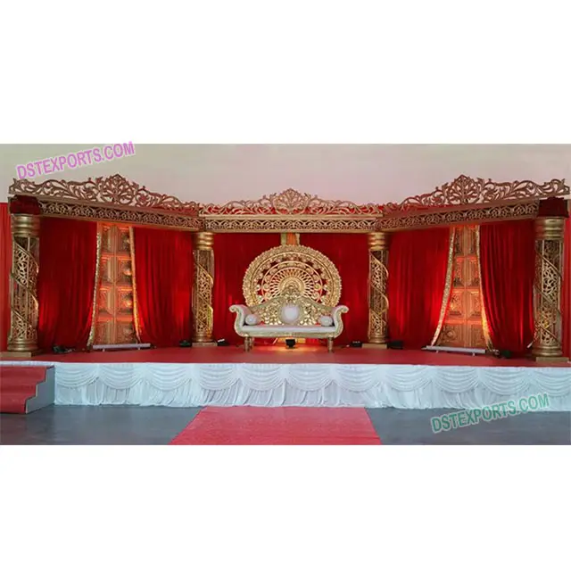 Precious Look Maharaja Wedding Stage Top Wedding Stage Mandap Decoration Marriage Crystal Fiber Stage Decoration