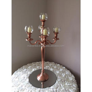 New Arrival 5 Arm Metal Candelabra Shiny Copper Plated for Wedding Christmas Party <b>Decoration</b> Floor Candelabra - Product Image 6