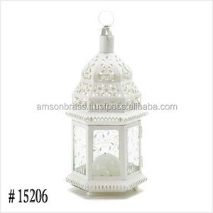 Nuevo diseño de boda decorativo negro Metal linterna marroquí linterna Metal y vidrio verde colgante vela linterna - Product Image 2