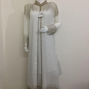 Kaftan Abaya ชุดเดรสยาวแขนยาวสำหรับผู้หญิง,ชุดเดรสยาวสไตล์วินเทจผ้าจอร์เจียเปิดหน้าเสื้อโค้ทตัวยาวสำหรับผู้หญิง - Product Image 2