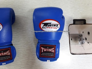 Gants de boxe en cuir véritable bleu, spécial, pour la boxe, tuy thaï, - Product Image 6