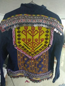 Veste en jean tribal Boho bohème Banjara pour femme 2018 tricotée avec bouton et décoration de perles pour l'hiver - Product Image 4