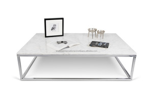 Modern Silver Stainless Steel Frame Rectangular <b>Marble</b> Coffee <b>Table</b> for Bedroom & Living Room Home Furniture - Product Image 2