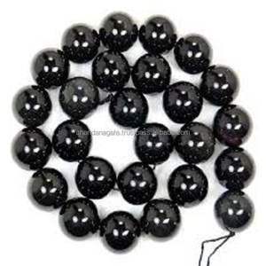 Cuentas de obsidiana negra natural de mayorista, cuentas de piedra sueltas facetadas, Ágata redonda de 8mm, hebras de color dorado de 4mm/6mm, hebra de unidad - Product Image 1