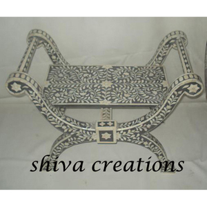 Taburete con incrustaciones de nácar, decoración elegante para el hogar y otomana funcional - Product Image 1