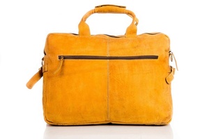กระเป๋าเอกสารคาดลำตัวหนังแท้งานแฮนด์เมดมาใหม่กระเป๋าใส่เอกสารกันน้ำสีเหลืองสไตล์วินเทจสำหรับธุรกิจสำนักงานฤดูใบไม้ร่วง2025 - Product Image 3