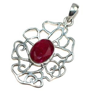 Colgantes de plata de ley 925 con bisel rojo, joyería de plata de ley 925 con forma ovalada auténtica, venta al por mayor - Product Image 2