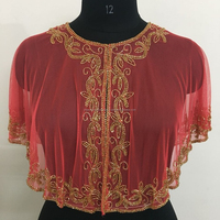 En gros, Vêtements modestes pour femme grande taille, haut poncho chemisier élégant de luxe, en tissu résille coloré, brodé, à fente haute, coupe trapèze