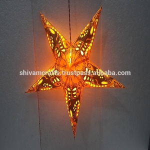Nouvelles lampes/lanternes en papier imprimé faites à la main, 60 cm, couleurs mélangées, marque LAXMANS, pour la décoration intérieure de Noël, vente en gros en Inde - Product Image 4