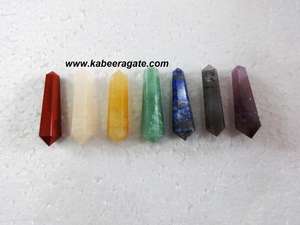 หินกึ่งมีค่าจุดทรงดินสอเคลือบสองชั้นสำหรับใช้ในการบำบัดงานฝีมือจักระอัญมณี - Product Image 2