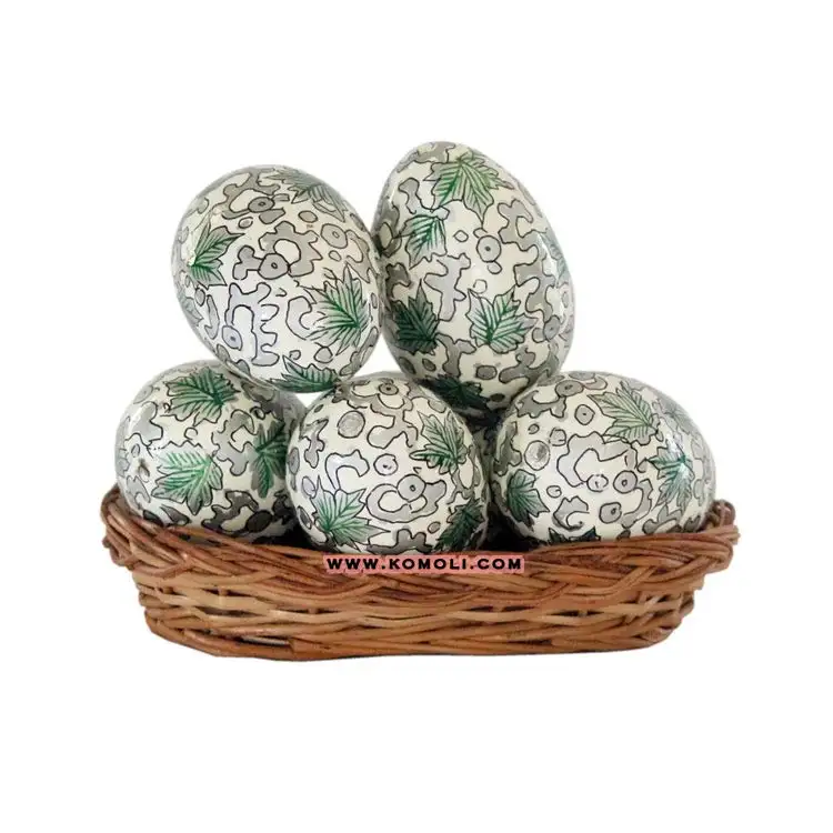 Hand painted silver green Indian Easter decoration eggs for easter gifts for kids
